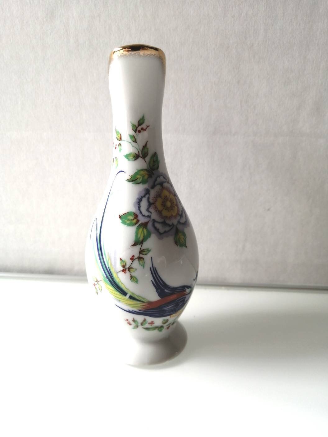Vintage Small Limoges Floral and Bird Design Vase Multicolor Etsy