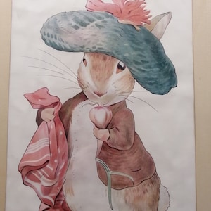 Beatrix Potter Benjamin Bunny Poster Framed, Nursery Decor, Collectors Items, Beatrix Potter Gifts, Wall Art Prints, Dressed Up Rabbits