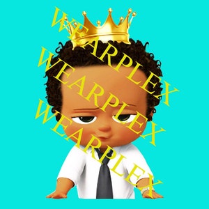 Curly Hair Boss Baby PNG for T-Shirt Printing