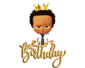 Curly Hair Boss Baby PNG for T-Shirt Printing, Birthday PNG, Boss Baby Birthday Print