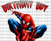 Spiderman birthday boy PNG file for t-shirt printing, Cricut or Silhouette Heat Transfer Paper