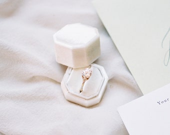 Boîte à bagues en velours blanc, boîte à bagues pour proposition, boîte à bagues de fiançailles, boîte à alliances en velours, boîte à bagues vintage, cadeau de mariage