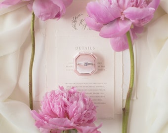 Pink Velvet Ring Box, Proposal Ring Box, Engagement Ring Box, Velvet Wedding Ring Box, Vintage Ring Box, Wedding Gift