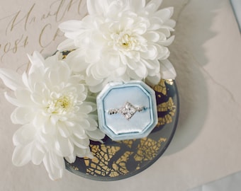 Hellblau Samt Ring Box, Vorschlag Ring Box, Verlobungsring Box, Hochzeit Ring Box, Vintage Ring Box, Hochzeitsgeschenk