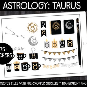 Digital Pagan Planner Stickers - Astrology: Taurus | GoodNotes, iPad and Android