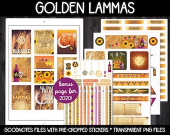 Calcomanías de planificador pagano digital - Golden Lammas Updated/ GoodNotes, iPad y Android