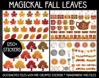Digital Pagan Planner Stickers - Magickal Fall Leaves Mega Pack | GoodNotes, iPad and Android