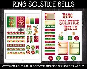 Digital Pagan Planner Pegatinas - Anillo Solsticio Campanas / GoodNotes, iPad y Android