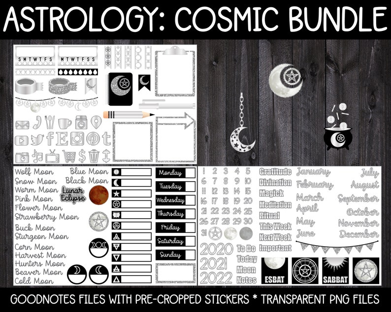 Digital Pagan Planner Stickers - Astrology: Cosmic Bundle | Goodnotes ...