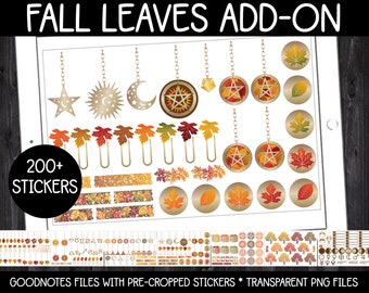 Digitale Pagan Planner Stickers - Herfst bladeren Add-On