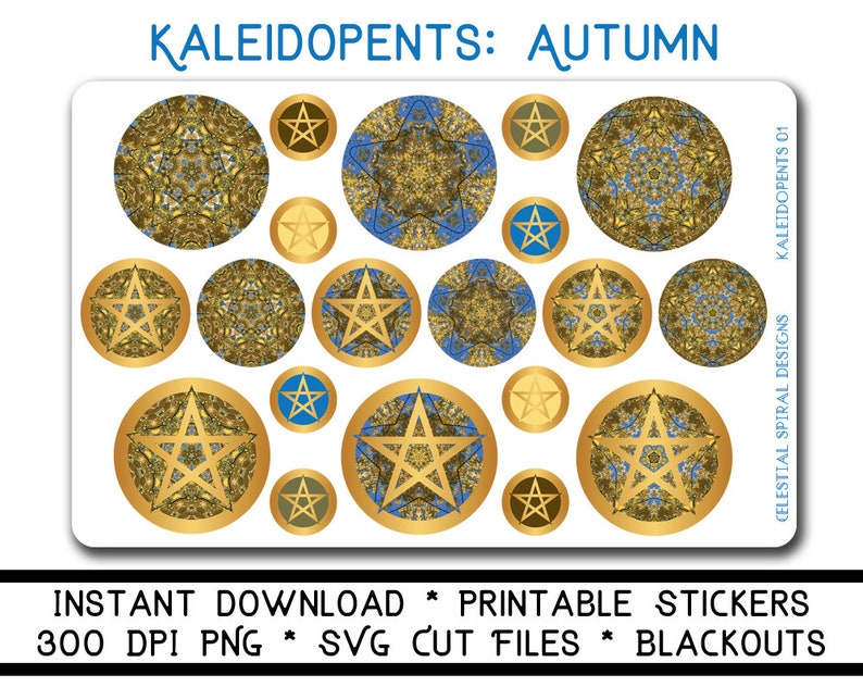 Printable Pagan Stickers Kaleidopents: Autumn - Etsy