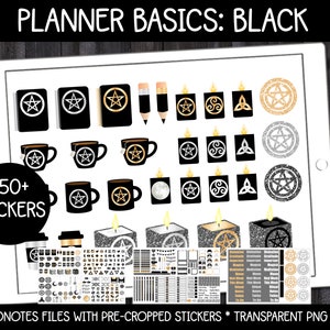 Digital Pagan Planner Stickers - Planner Basics:Black