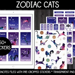 Digitale Pagan Planner Stickers - Zodiac Cats | GoodNotes, iPad en Android