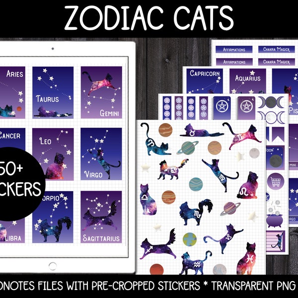 Digital Pagan Planner Stickers - Zodiac Cats | GoodNotes, iPad and Android