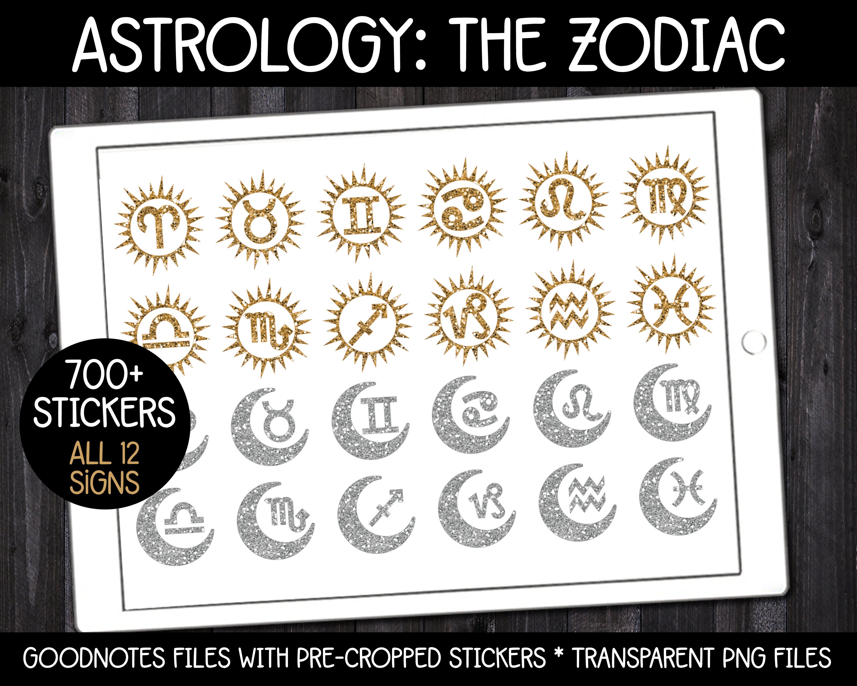 Digital Pagan Planner Stickers - Astrology: The Zodiac | GoodNotes, iPad and Android