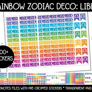 Digital Pagan Planner Stickers - Rainbow Zodiac Deco: Libra