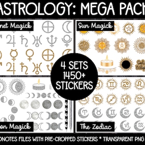 Digitale Pagan Sticker - Astrologie Mega Pack Bundle | GoodNotes, iPad und Android