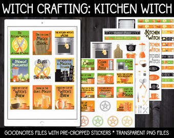 Digital Pagan Planner Pegatina - Bruja Crafting The Kitchen Witch / GoodNotes, iPad y Android