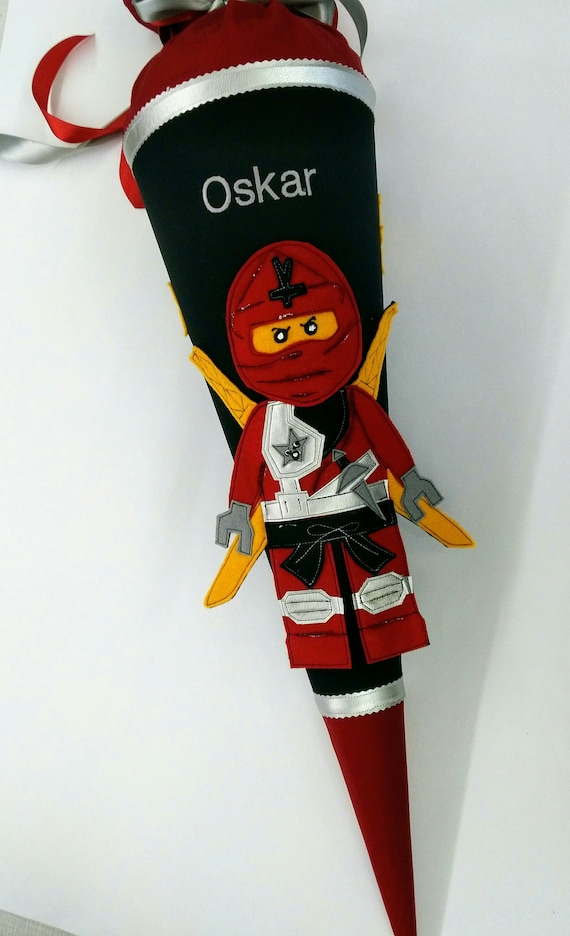 Schultüte Ninja rot, Schultüte Junge, Schultüte Mädchen, roter Ninja, Zuckertüte Ninja , Einschulung, Dekokissen, Geschenk, schwarz rot