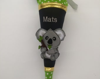 Schultüte Koala, Schultüte Junge, Schultüte Mädchen, Zuckertüte , Koala, Applikation , Einschulung, Geschenk , Kindergarten