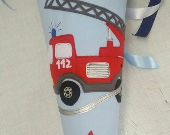 Cône d'école garçon, pompiers, cône de sucre, camion de pompiers, inscription scolaire, coussin décoratif cône d'école