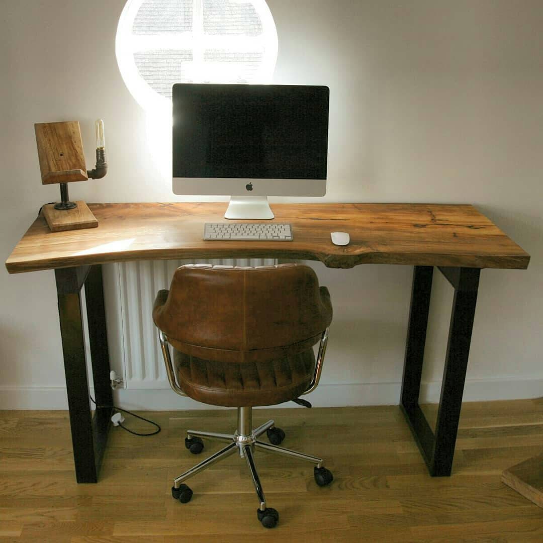 Live Edge, Solid Wooden Slab Computer / Office Desk With Black Metal Legs.  Fully Customisable and Locally Sourced 