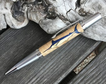 Stylo bille en bois Espadon nautique Laserinlay pen wood