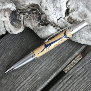 Kugelschreiber Holzkugelschreiber  Schwertfisch Nautik Laserinlay pen wood