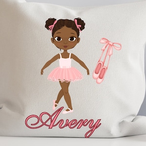 Ballerina pillow custom pillow case, personalize name pillow, kids decorative pillow, monogram pillow,girls pillow,custom name pillow,