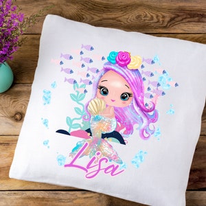 name pillow,mermaid pillow,girls pillow, birthday pillow case for girls,gift for girls,gift for daughters grandkids gift,personalize pillow,