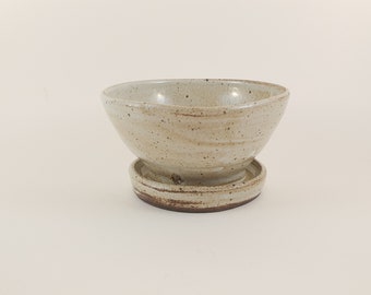 Speckled white ceramic pot with fused plate | Succulent vase