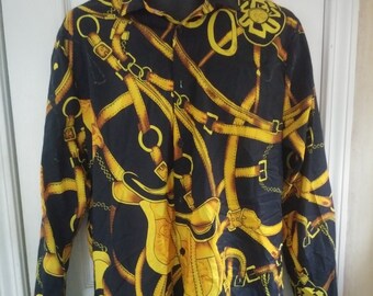 Fashion Nova MEN Equestrian Design Button Down Shirt Size M