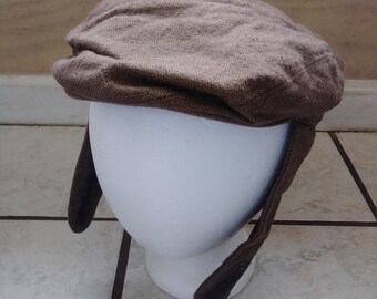 Kids' Flat Cap with Ear Flaps – Classic Brown, Warm and Stylish