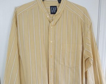 80er Jahre Männer Lücke | Gestreiftes Langarm-Shirt | Stehkragen | Größe M | Hergestellt in Kanada