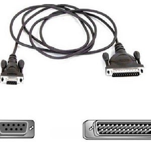 May include: Black serial cable with two connectors. The cable has a black wire and two connectors with screws. The connectors have silver metal and black plastic. The image also shows close-ups of the connectors.