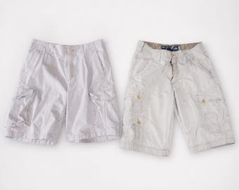 Lot of 2 Mens Cargo Shorts Beige Khaki Tan Size 30 Faded Glory/Wear First