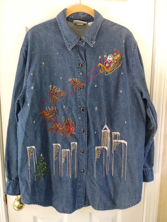 denim christmas shirt