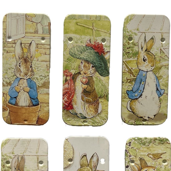 6 St. Peter Rabbit Mini Dosen - Pillendosen - Leckerli Aufbewahrung