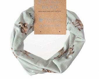 Multifunctional scarf: scarf, headscarf or hair band with rabbit motifs