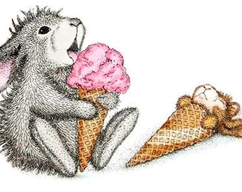 Sello plato conejo conejitos - amantes del helado