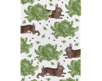 Rabbit tea towel - brown rabbit