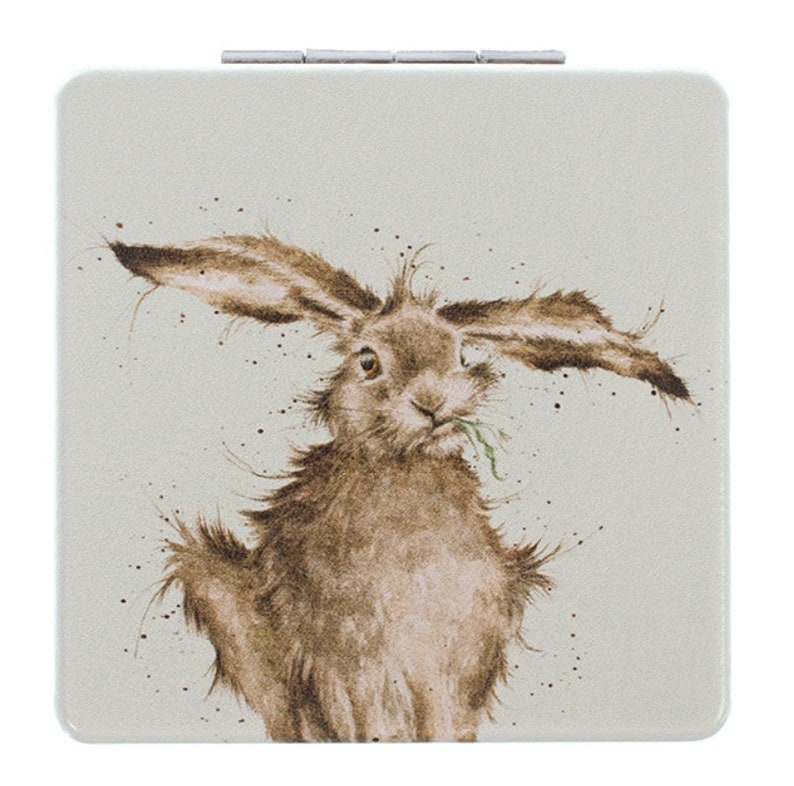 Pocket mirror with rabbit motif Compact mirror Grün - Feldhase