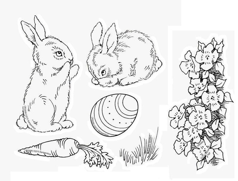 Set of 6 stamp plates: Garden Rabbit-Easter image 1