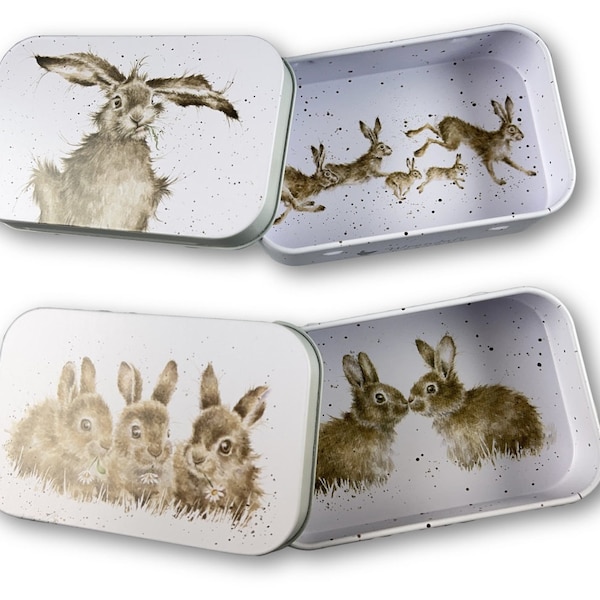 2 Metalldosen mit Deckel - Wild Kaninchen Hasen Motiven