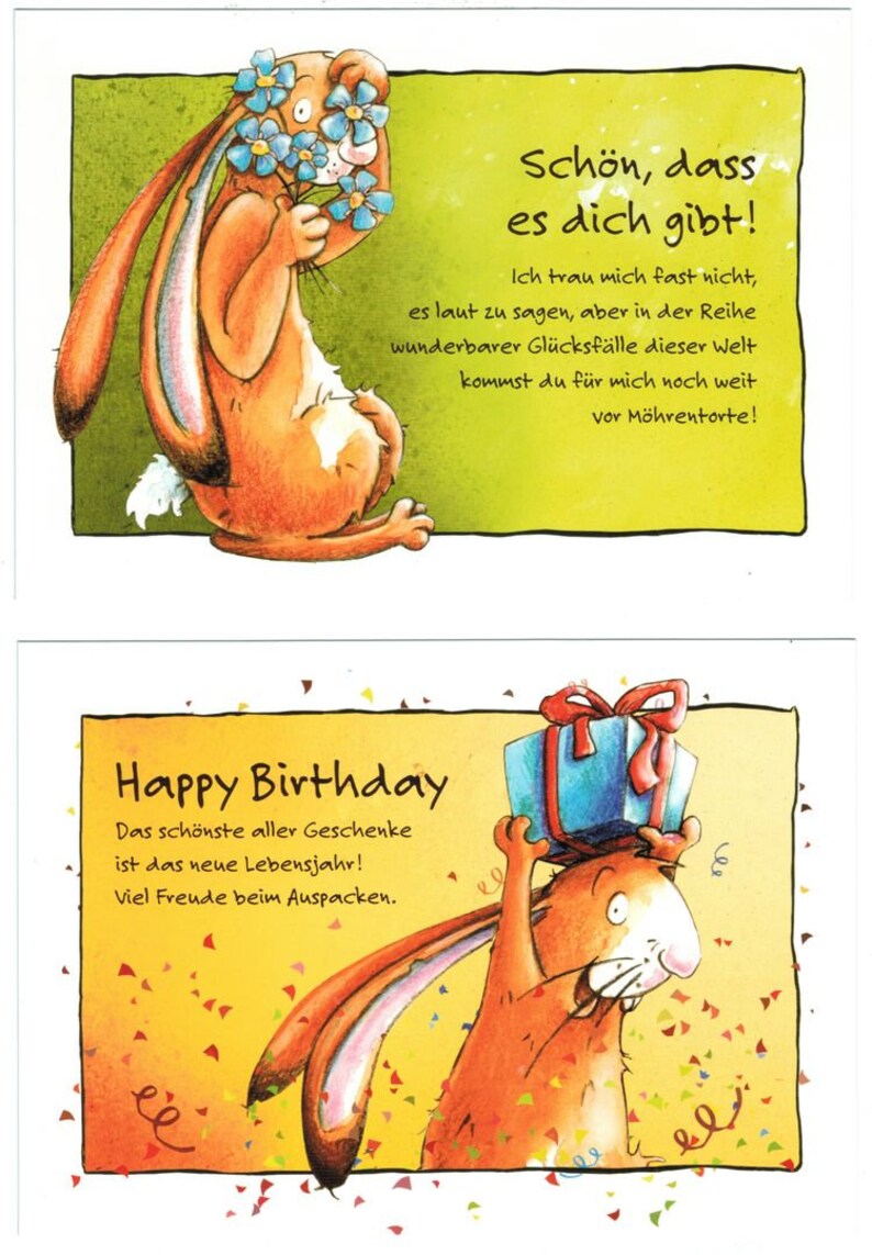 6er Set Kaninchen Postkarten mit liebem Spruch Etsy.de