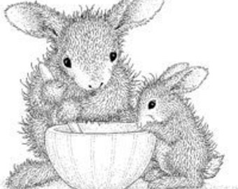 Stamp plate rabbit rabbits - cooking together