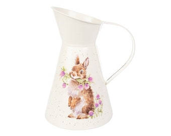 Flower vase, flower jug, water jug with rabbit/hare motif