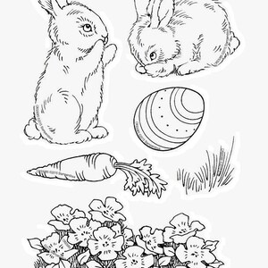 Set of 6 stamp plates: Garden Rabbit-Easter image 2