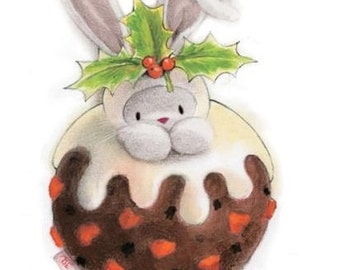 Stempelplatte "Weihnachtspudding" Kaninchen Hase