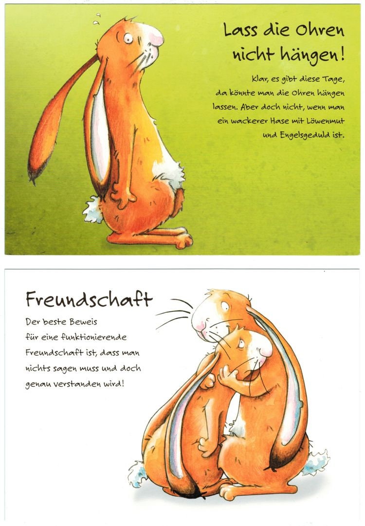 6er Set Kaninchen Postkarten mit liebem Spruch Etsy.de